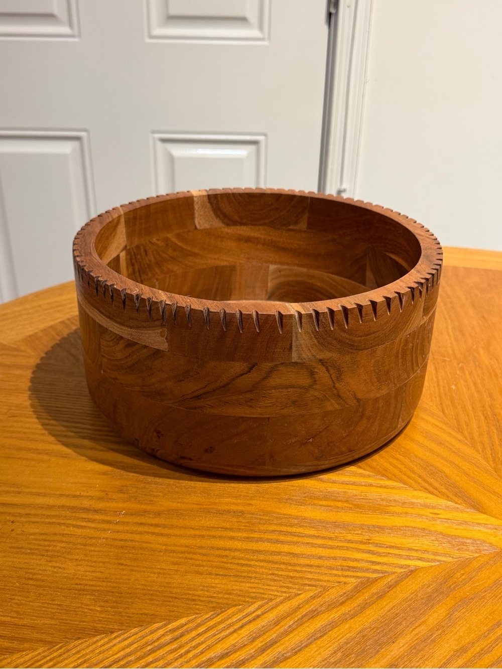 Mid Century Modern Teak Decorative Bowl - Hand Carved Handcrafted In India